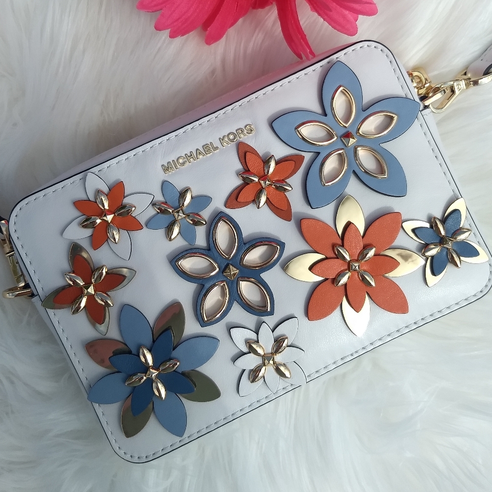 Michael Kors Optic White Flowers Medium Crossbody Bag